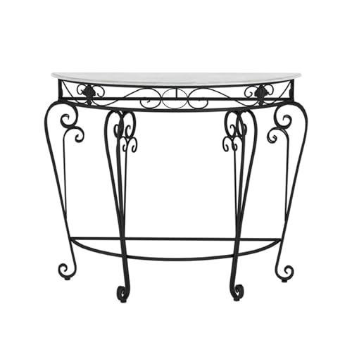 Mesa consola – Mesa de entrada estrecha de media luna con parte superior de cristal, resistente a los arañazos y a las manchas, ideal para sala de estar, pasillo o porche