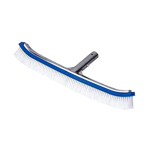 ALLADINBOX Swimming Pool Wall & Tile Brush,18" Polished Aluminum Back Cleaning Brush Head Designed for Cleans Walls, Tiles & Floors, Nylon Bristles Pool Brush Head with EZ Clips (Pole not Included)