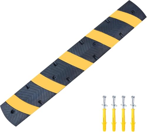 Reductor De Velocidad De Goma De 1,8 M (6 Pies) - Loma De Tráfico De 2 Canales con 4 Pernos para Entradas De Asfalto, Hormigón Y Grava - Solución Duradera para El Control del Tráfico
