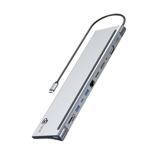 Hub USB C station d'accueil 12 en 1 HDMI VGA Ethernet lecteur carte SD pour PC