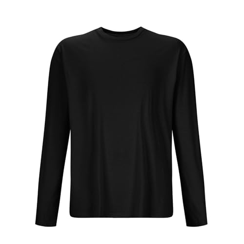 Mens Long Sleeve Pajama Shirt Crew Neck Plain T-Shirt Fall Fashion Soft Comfort Pullover Loose Fit Lightweight Blouse3