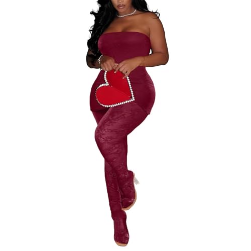 Image of Kafiloe Sexy 2 Piece Outfits for Women Clubwear Lace Tube Mini Dress Top with Stockings Set Birthday Outfits
