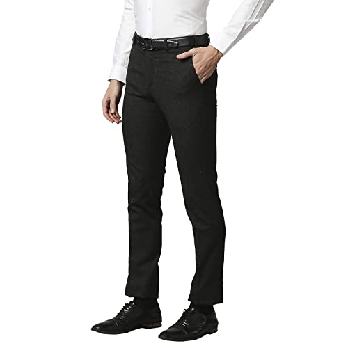 Image of Raymond Men's Polyester Blend Solid Pattern Slim Fit Flat Front Formal Trouser