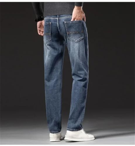 Men's Denim Pants Straight Slim Loose Elastic Casual Long Denim Pants3