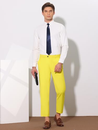 Lars Amadeus Men's Cropped Dress Pants Flat Front Solid Ankle-Length Trousers3