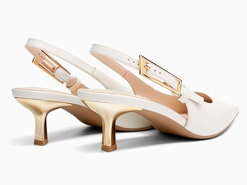 Image of Coutgo Womens Slingback Kitten Heels Closed Pointed Toe Pumps Buckle Strap Wedding Party Dress Shoes