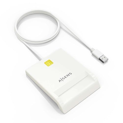 Lector de Tarjeta Inteligente, Blanco, Compatible con DNI, USB, rápido y Seguro; Ideal para identificación y Acceso a Servicios electrónicos.