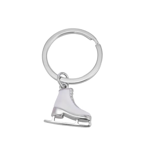 TEAMER 3D Turquoise Crystal Ice Skate Keychain Figure Skating Keyring