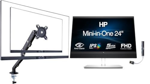 Image of HP Mini-in-One 24 inch FHD Monitor w /DKZ Hub & Single Mount Arm, Built-in Microphone, Speakers & Webcam, Black /Silver Color only Compatible w /EliteDesk 705 /800 G5 Mini & ProDesk 400 /600 G5 Mini