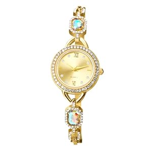 OIDEA Damen Armbanduhr Schmal mit Strass: Klein Damenuhr Elegant Dünnes Schmal Gliederarmband mit Steine Analog Quarz Römischer Zifferblatt Zierliche Charme Geschenk für Frauen Gold Rosegold Silber