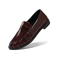 Coutgo Mocassins Penny para mulheres, confortáveis, sem cadarço, salto dobrável, bico fechado, elegante, casual para trabalho, Chocolate, 38