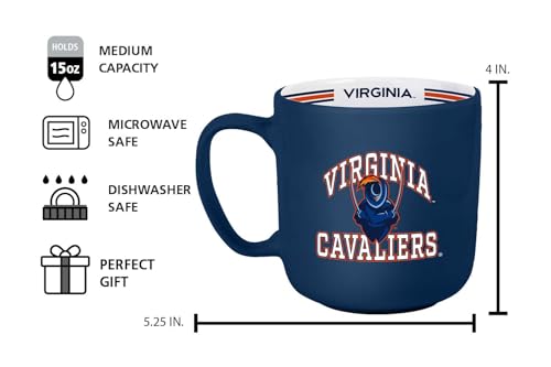 Image of Logo Brands NCAA Virginia Cavaliers 15oz Stripe Mug - Team Logo, Inside Print, Standard Handle, Microwave & Dishwasher Safe