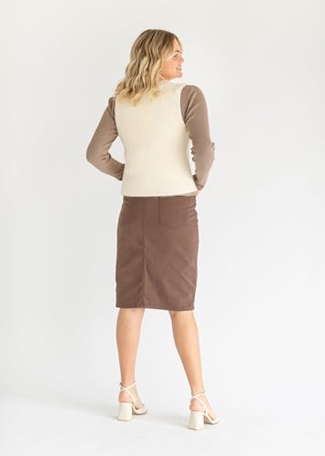 Inherit Remi Denim Midi Skirt Stretchy True Fit Skirts for Women - Brownstone - 8 - Length 294