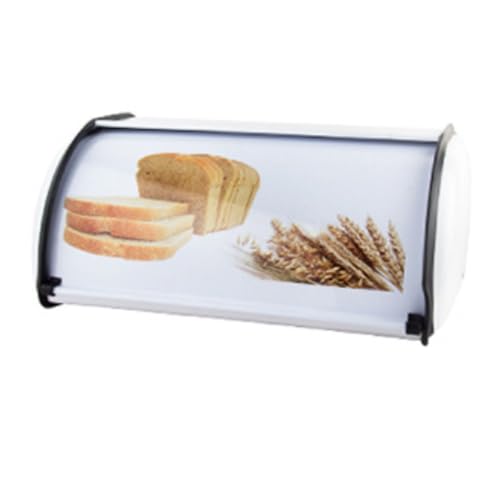 AMYSTY Large Capacity Metal Bread Box for Kitchen Countertop - Stylish Stainless Steel Bread Storage Solution (White)