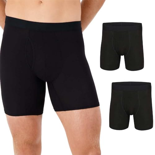 Mens Sports Boxer Briefs 6-Inch Moisture Wicking Underwear for Men Pack, M