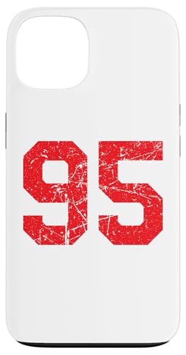Distressed Red Sports Team Number #95 X}zP[X iPhone 13 p