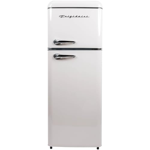 Image of Frigidaire, 2 Door Apartment Size RETRO Refrigerator with Top Freezer, Chrome Handles, 7.5 cu ft