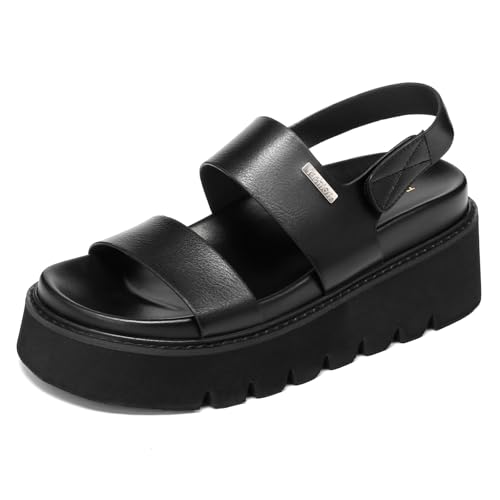 Platform Sandals Women with Back Strap, Open Toe Chunky Sandals with Arch Support, Cute Beach Slides for Casual Outdoor Wear