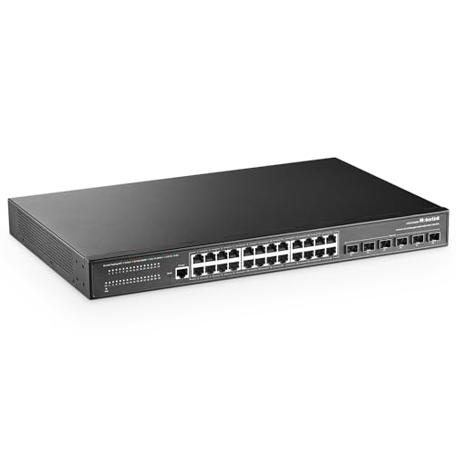 Image of MokerLink 24 Port 2.5G Manged Ethernet Switch with 6x10G SFP, 24 x 2.5G Base-T Ports Compatible with 10 /100 /1000Mbps, Metal Web L2+ Managed Fanless Network Switch