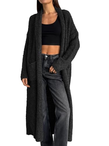 Saodimallsu Womens Open Front Long Cardigan Sweaters Oversized Chunky Fuzzy Lapel Fall 2025 Trendy Duster Sweater Coats