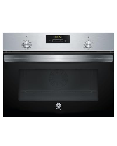 Balay - Horno Compacto Multifunción con Control Comfort, Mandos Ocultables, Gradas Cromadas, Asistente de Limpieza Aqualisis, 7 Funciones, Precalentamiento Rápido, Serie Acero, 3CB4130X2