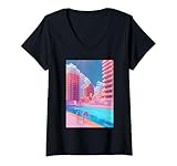Damen Liminaler Raum: Wohnkomplex Pool T-Shirt mit V-Ausschnitt