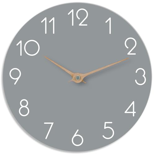 cicininc 12 Inch Wall Clock - Grey Wall Clocks Battery Operated - Modern Silent Wall Clocks Non-Ticking - Decorative Clock for Bedroom Kitchen Bathroom Office Living Room (12\" Gray) - Thumbnail 3