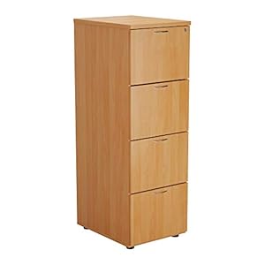Office Hippo Heavy Duty Filing Cabinet, Robust File Cabinet, Office Cabinet with Anti-Tilt Mechanism, Lockable Filing Cabinet, Office Storage for A4 or Foolscap Filing – Beech, 4 Drawer
