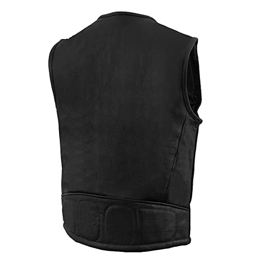 Image of Milwaukee Leather MLM3550 Men's Black Zipper Front Long Length Leather Vest - Large