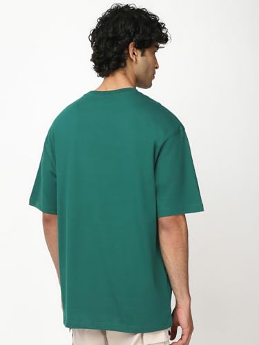 Image of Bewakoof Men's Solid Oversized Fit Half Sleeve Round Neck Cotton T-Shirt