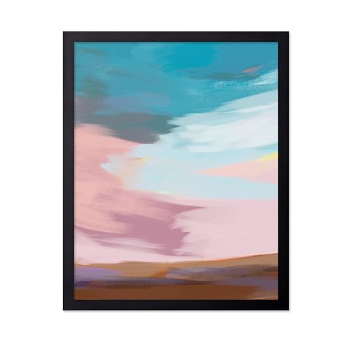 Monem Art Pastel Turquoise and Pink Abstract Landscape Print - Modern Southwest Sky Poster - Wall Decor for Living Room, Bedroom or Office - 12x16 Unframed Wall Art by Simona Gocan