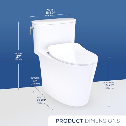 TOTO Aurora One-Piece Elongated Toilet 1.0 GPF with CEFIONTECT and SoftClose Seat, Cotton White - MS686234CUFG#01 miniatura 4