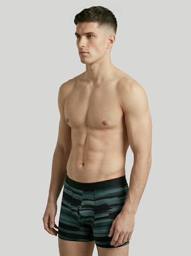Image of TECHNOSPORT Men's Colorblock Trunks Underwear with ElastoLITE 4 Way Stretch Lightweight Breathable Moisture Wicking Soft Anti Odour Anti Microbial Comfort Fit Boxer Briefs Innerwear for Men