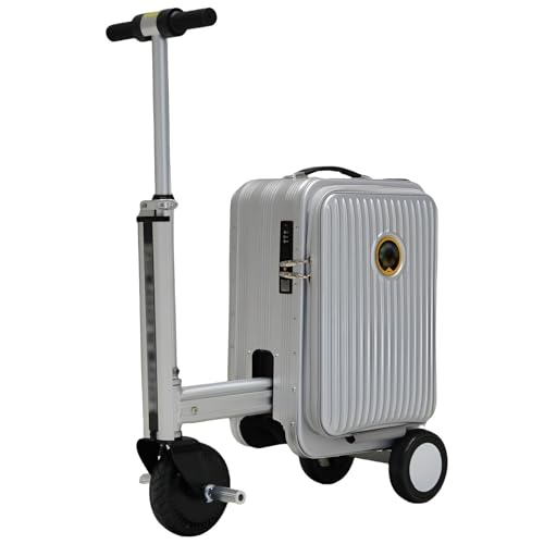 JXUANMM Maleta eléctrica Inteligente con batería, Marcha adelante/atrás, Puerto USB y candado. Autonomía de 8 a 10 km. Silver-20L JXUANMM Maleta eléctrica Inteligente con batería, Marcha adelante/atrás, Puerto USB y candado. Autonomía de 8 a 10 km. Silver-20L