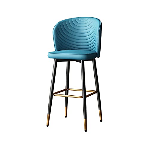 ASBEQUZBE Taburetes de Bar, Taburete de Bar Moderno Giratorio de 360°, Asiento de Piel sintética y Patas de Metal Negro, Altura 55/65/75 cm, Naranja/Gris/Azul/Negro, 1 Unidad Stabilize