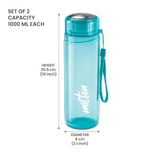 Milton Hector 1000 Pet Water Bottle, Set of 2, 1 Litre Each, Blue