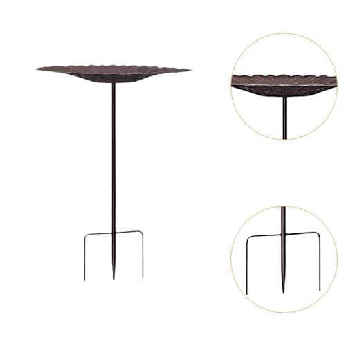 Bain d'oiseaux d'extérieur en métal avec piquet de fixation stable pour jardin - 4
