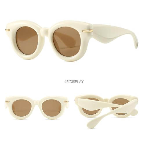 Y2K Women Fashion Oval Candy Color Sunglasses Retro Rivets Men Designer Trending Punk Round Sun Glasses Shades UV4002