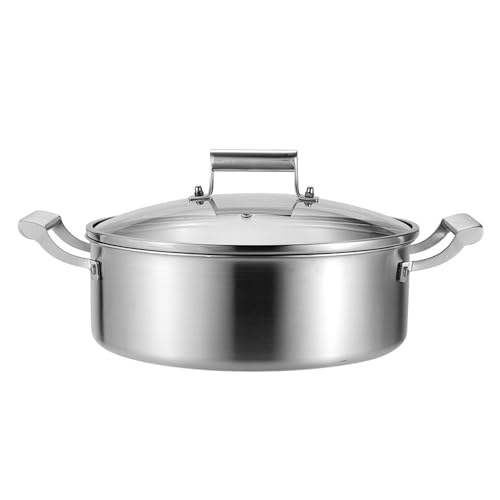 Olla de Acero Inoxidable para cocinar, Olla de Acero Inoxidable, Mango Resistente al Calor, Transparente, versátil para Uso doméstico y en restaurantes, 32 cm