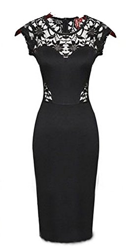 Robe de Broderie au Crochet Noire XL YALI : Coupe Confortable et Galbante