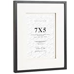 Fabian Clarke London® Black Wooden Picture Photo Frame with Off White Double Mount to Hang Portrait or Landscape (7x5)
