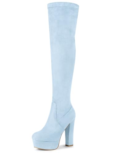 Allegra K Women's Platform Block Heel Over Knee High Boots