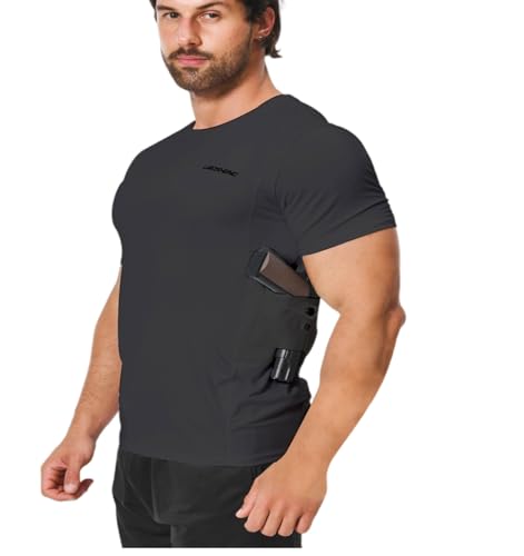LIBOSHENG Conceal Carry Shirts for Men - Holster Tank Top - Everyday Concealed Carry Compression Shirt Black (L)