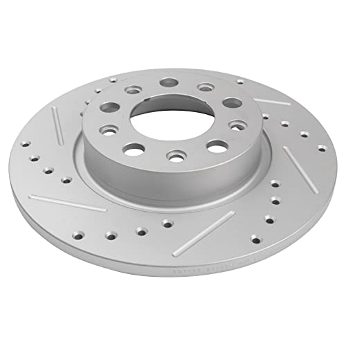 Image of TRQ Performance Rear Brake Pad and Rotor Set Ceramic Drilled Slotted Coated Compatible with 2018-2022 Jeep Compass