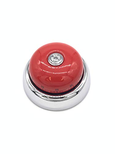 55 Minutes Magnetic Kitchen Bell Timers (Red) - Manual Mechanical & No Battery Required, Retro Fire Bell, Bike Bell Cute Design, Timer For Cooking, Baking, Barbecue Learning, Or Exercise Alarm #TOP1