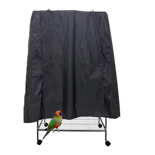 Image of J&C Black 420D Heavy Duty Bird Cage Cover Blackout Sun Light for Night Waterproof Black Material Birdcage Covers for Bird Sugar Glider Cat Rabbit Cage Medium (Upgraded) (XL-38x23.5x51in-Black)