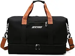 Bolsa de viagem portátil bolsa de bagagem de viagem de curta distância de grande capacidade leve separação seca e molhada bolsa de fitness esportiva (Preto)
