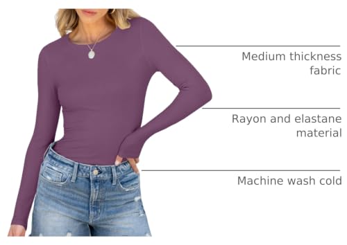 Image of ANRABESS Women Long Sleeve Shirts Rib Knit Slim Fit Tops Basic Tee Spring Outfits Casual T-Shirt Underscrubs Layer Clothes