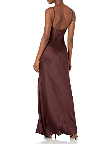 Jenny Yoo Women's Addison Cowl Neck Empire Waist Satin Dress, Mahogany, 4 - Image 3