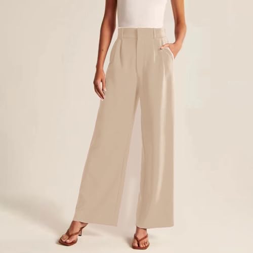 Women's Casual Palazzo Pants High Waist Dress Straight Wide Leg Business Work Relaxed Fit Baggy Trousers with Pockets2